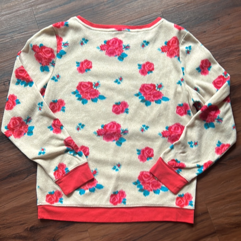 Betsey Johnson Cream and Red Floral Long Sleeve Top - Picture 5 of 6